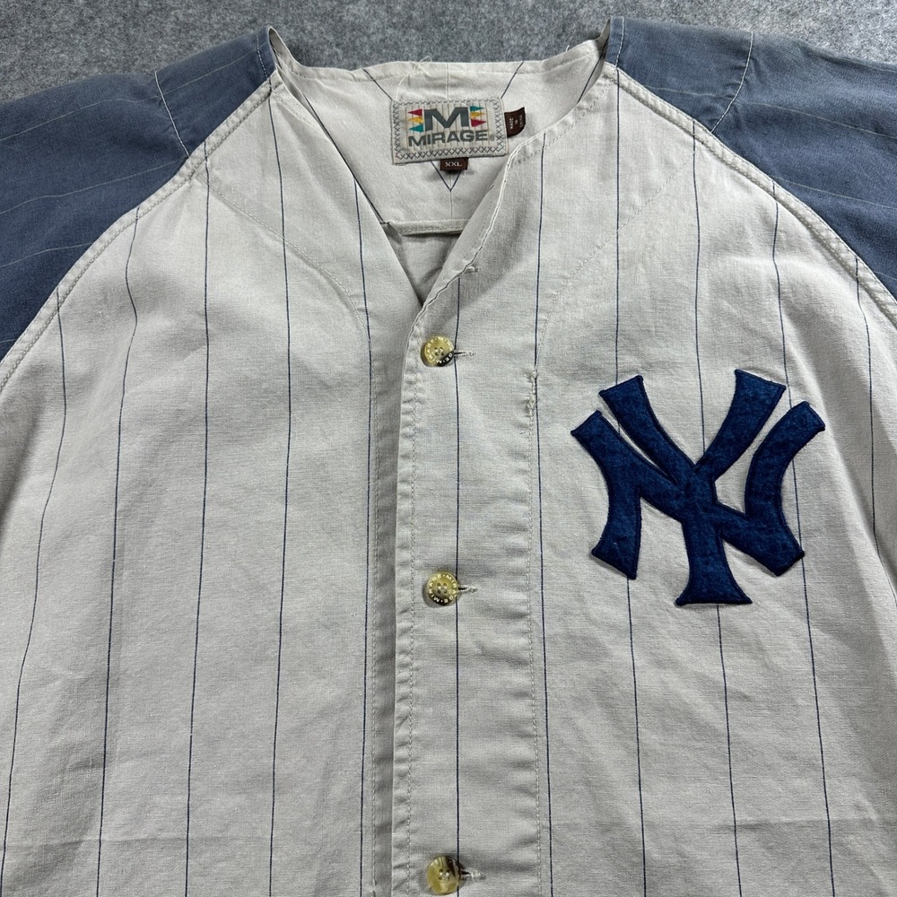 Vtg New York Yankees Jersey XXL Gray Cooperstown Pinstripe MLB Mirage Baseball